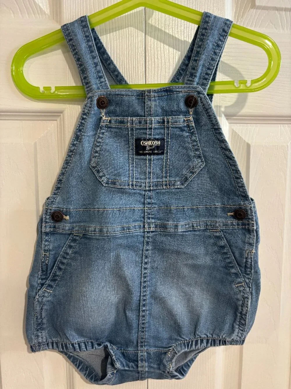 OshKosh B'gosh Denim Bubble Romper Shortalls Baby Toddler 24 months EUC
